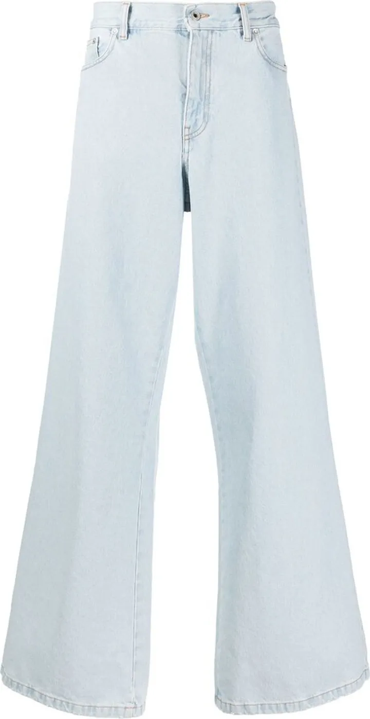x Sal Barbier Diag-stripe print wide-leg jeans