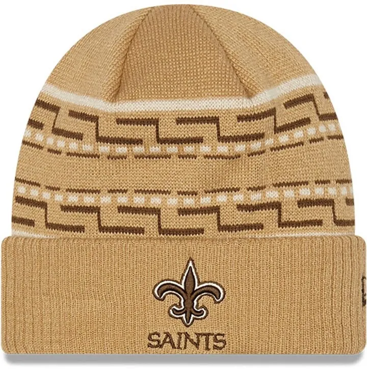 Men's New Era Tan New Orleans Saints Dude Cuffed Knit Hat