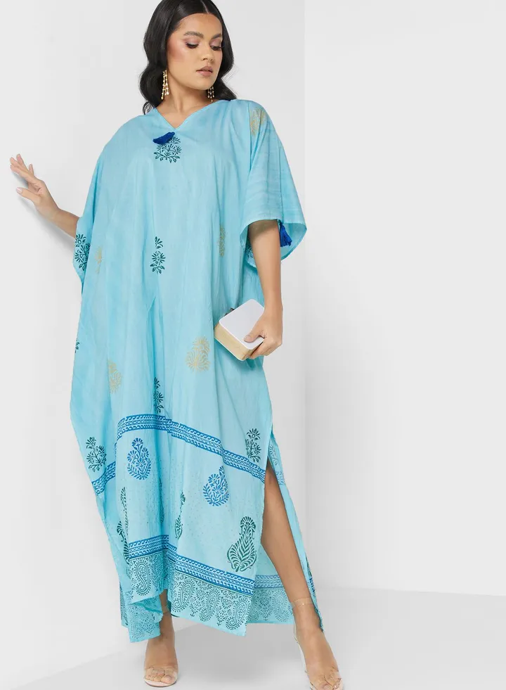 Cape Sleeve Printed Kaftan