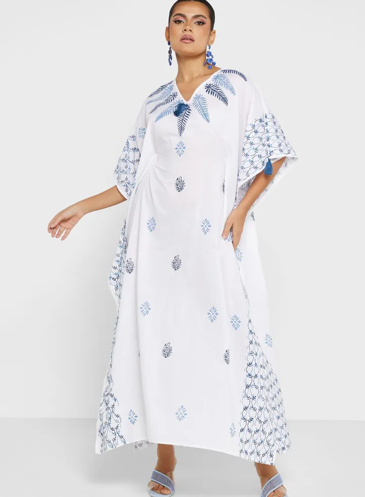 Cape Sleeve Printed Kaftan