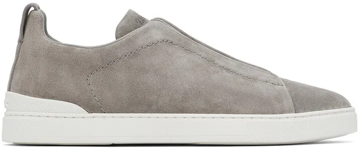 ZEGNA Gray Triple Stitch Sneakers