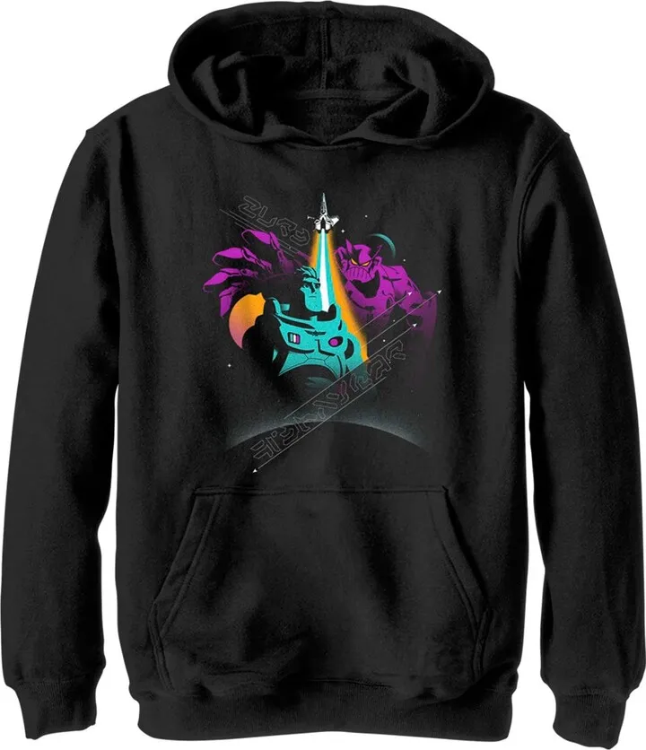 Boy's Lightyear Buzz and Zurg Pull Over Hoodie - Black - Small