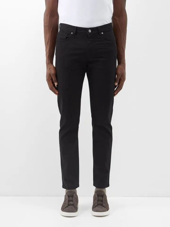 Leather-patch Tapered-leg Jeans