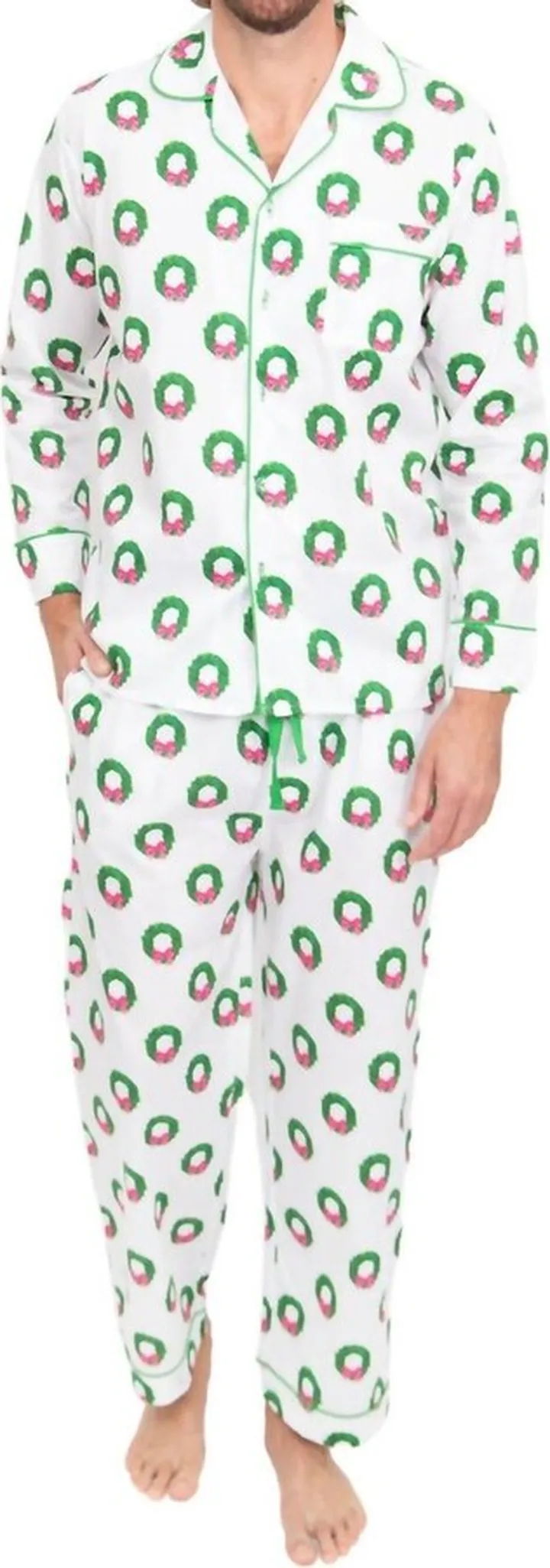 Men'S Wreath Long Pj Set in White