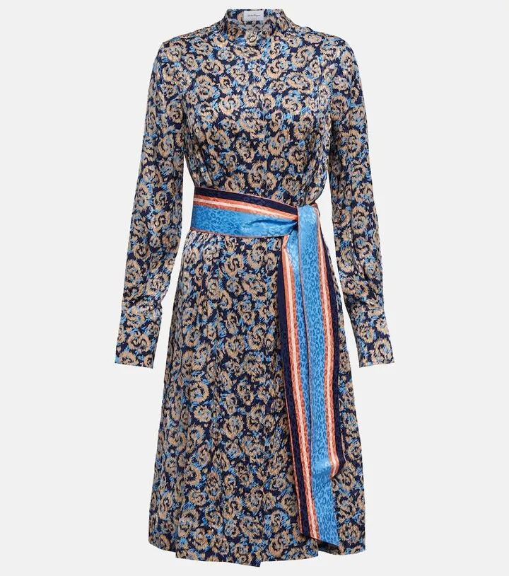 Silk jacquard midi dress