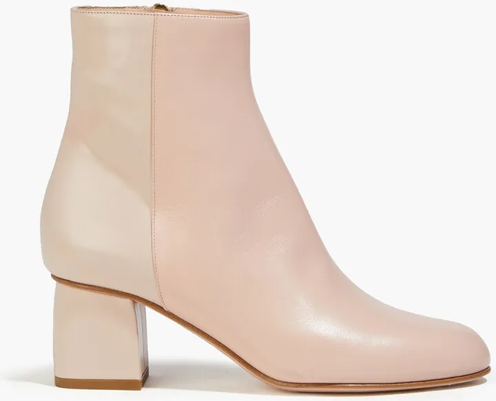 Two-tone leather ankle boots