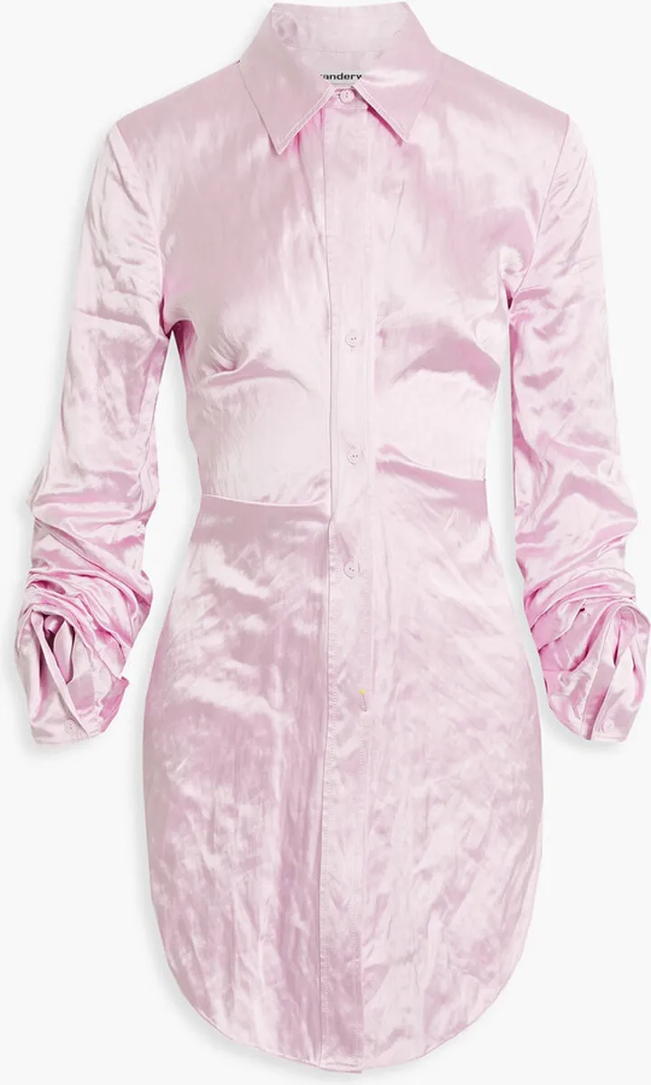 Ruched crinkled-satin shirt