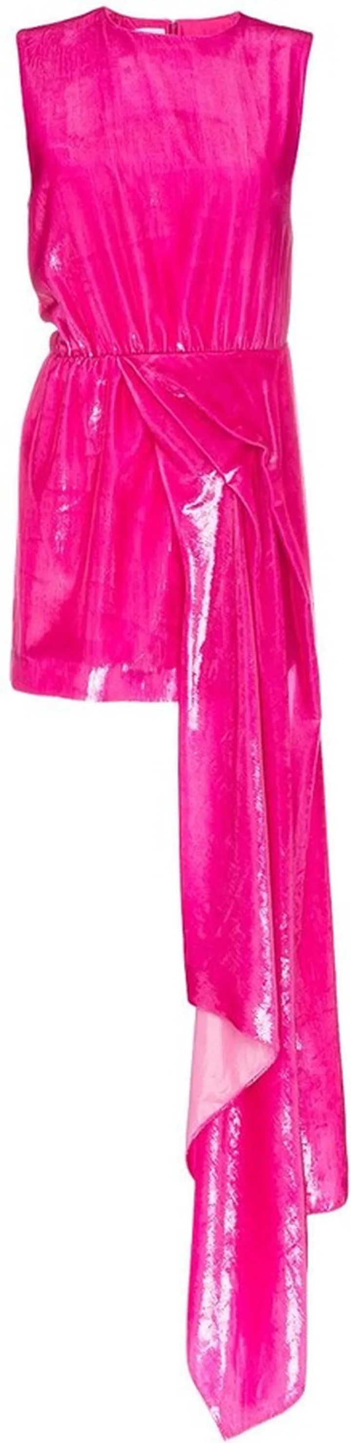 Dropped waist hi-sheen mini dress
