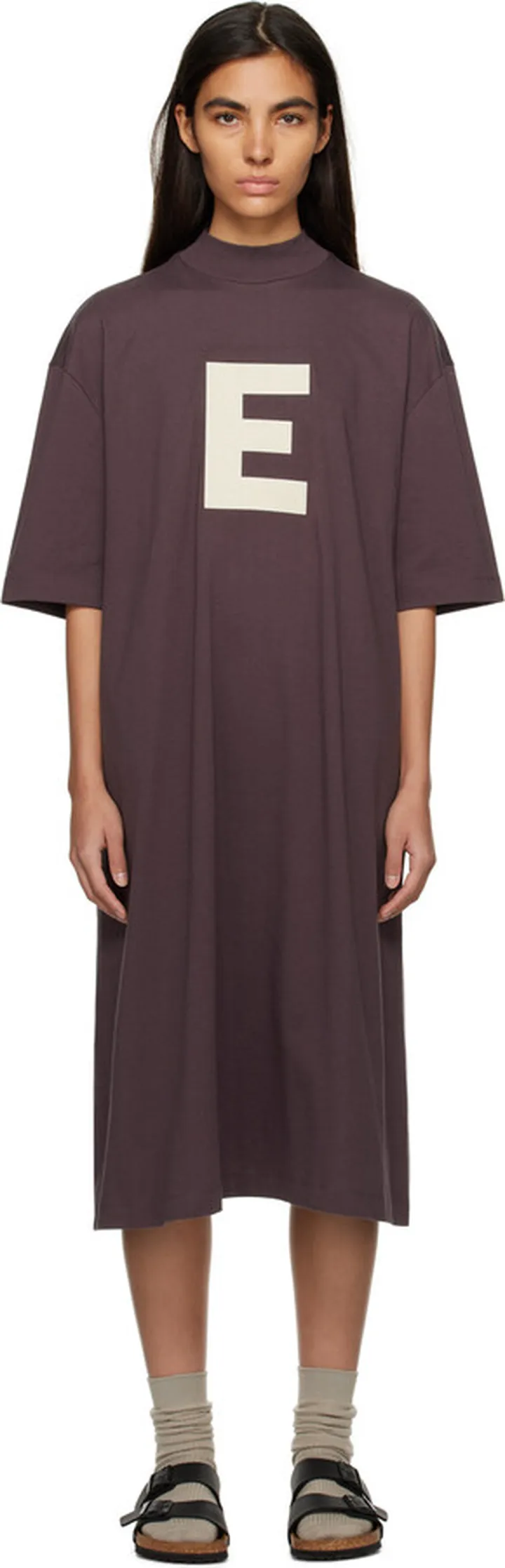 Essentials Purple Short Sleeve Midi Dress