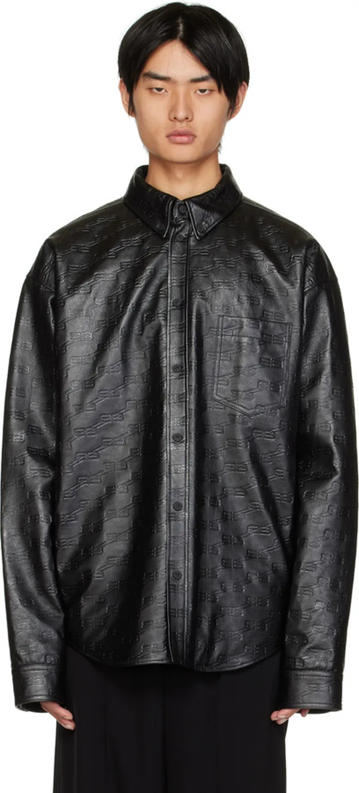 Balenciaga Black BB Monogram Leather Jacket