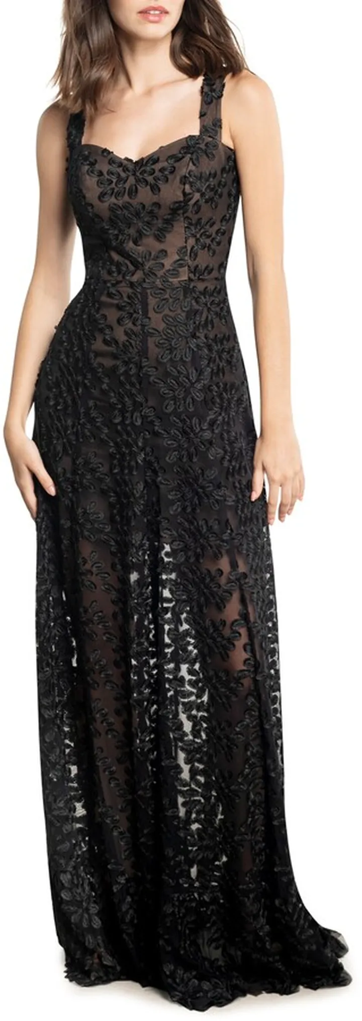 Anabel Semisheer Sweetheart Neck Gown
