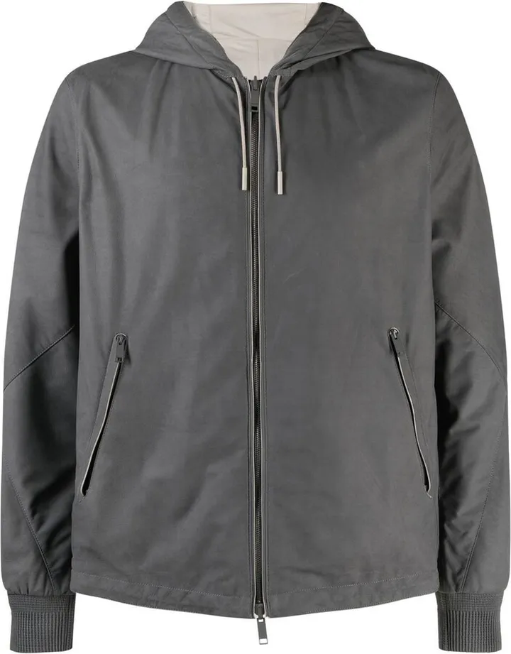 Leather Zip-Up Hooded Jacket