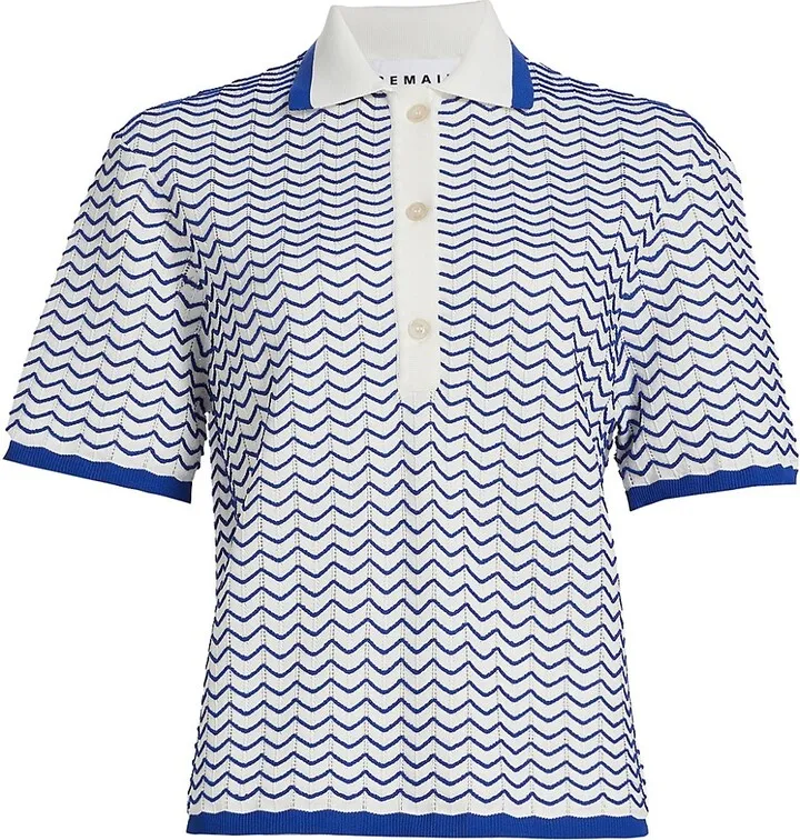 Wave Knit Polo Top
