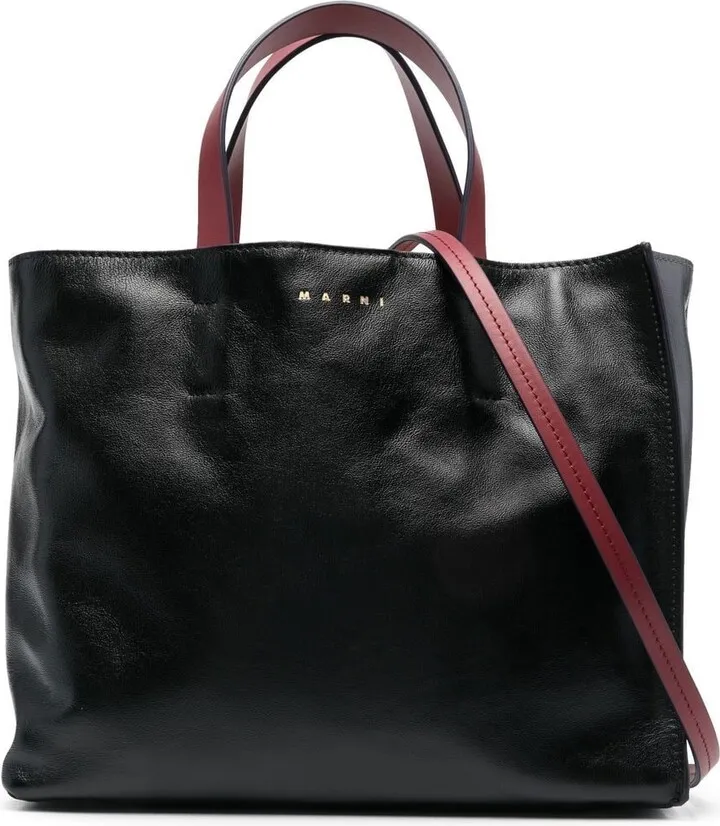 Logo-Stamp Leather Tote Bag
