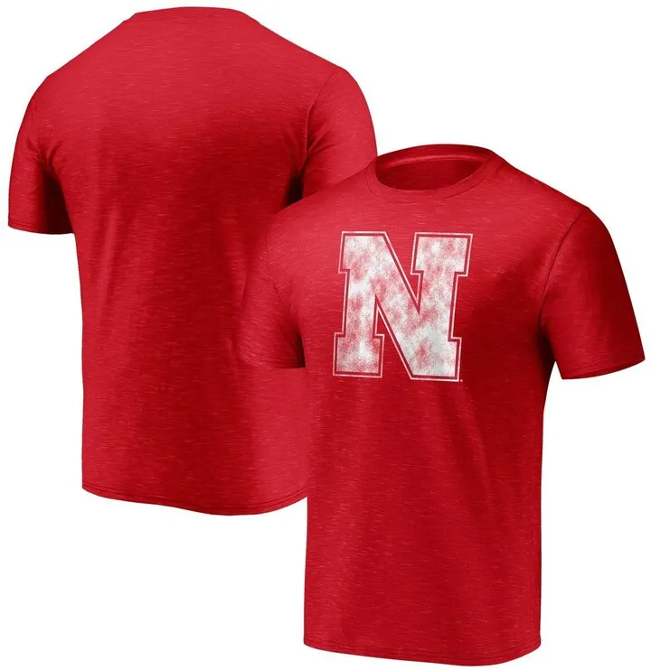 Men's Scarlet Nebraska Huskers Classic Primary Logo Space-Dye T-shirt