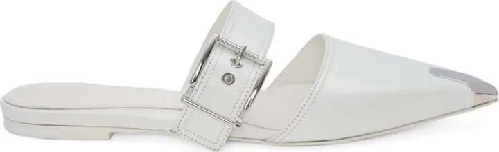 Alexander Mcqueen Leather Metal-Cap Mules