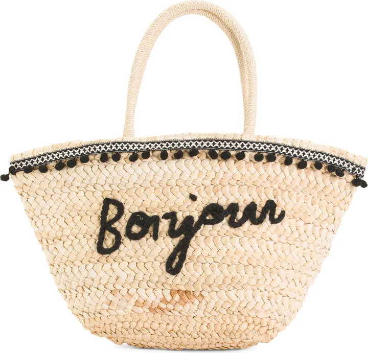 Bonjour Large Tote With Pom Pom Detailing