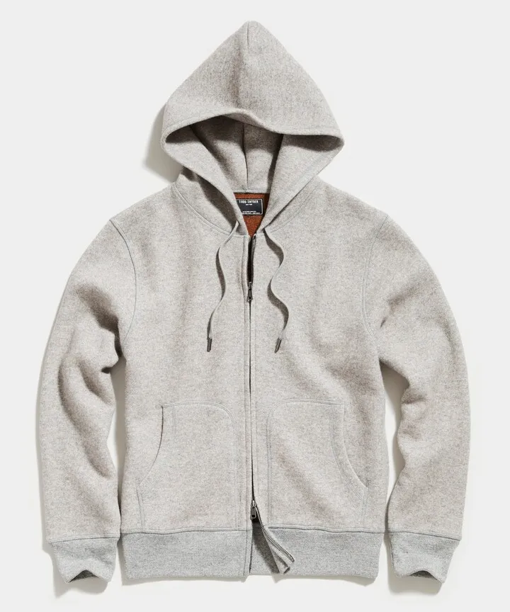 Italian Heather Grey Cashmere Full Zip Hoodie