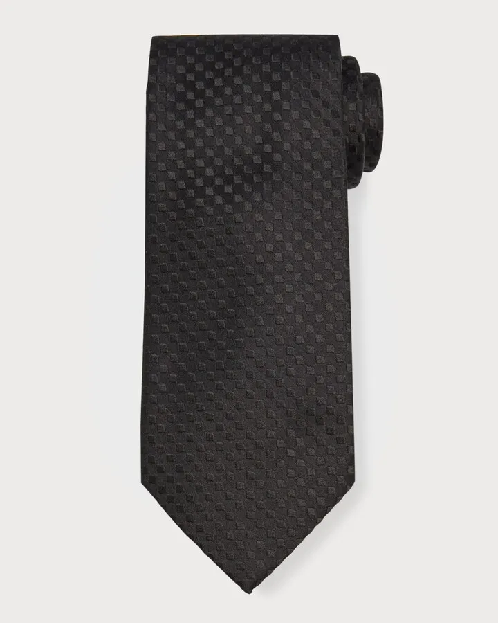 Men's Diamond Check Silk Jacquard Tie