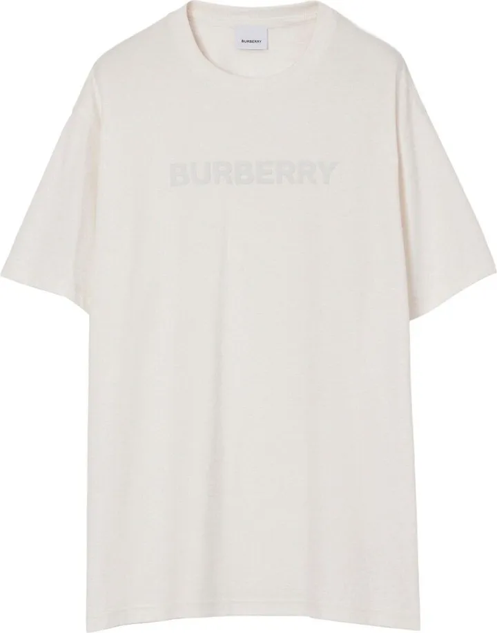 White Cotton Logo Print T-Shirt