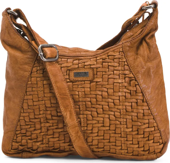 Leather Woven Hobo With Crossbody Strap