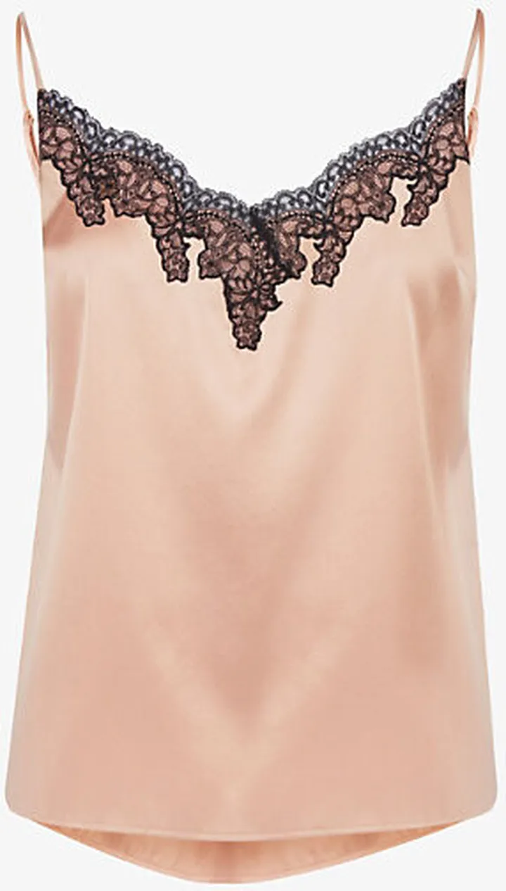 Womens Pink Black Amelea Stretch-silk Camisole