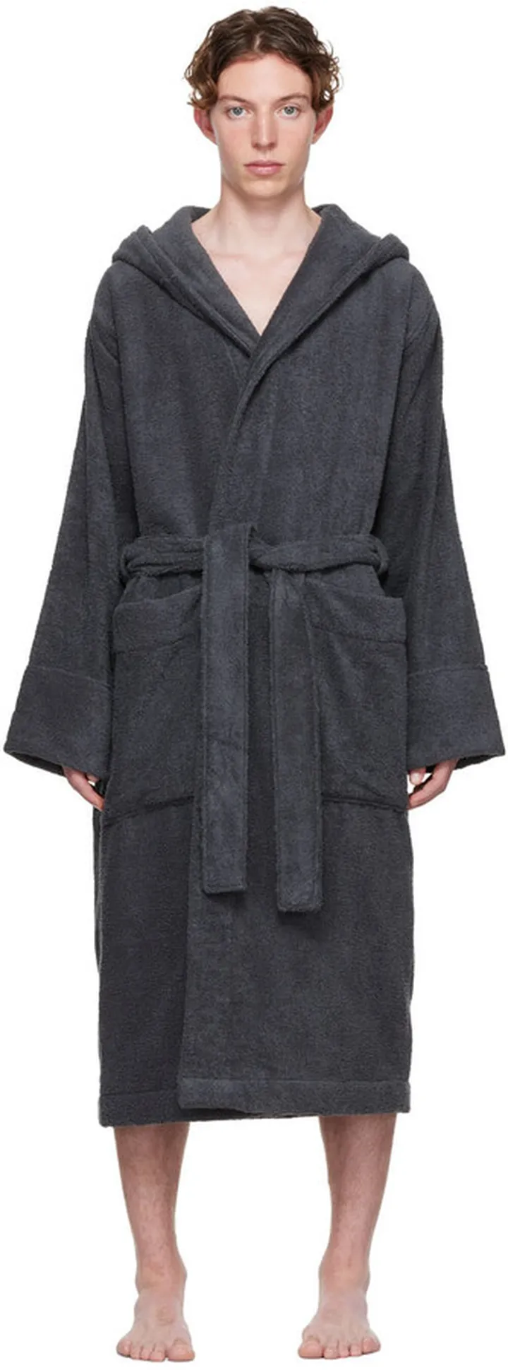 Tekla Black Organic Cotton Bathrobe