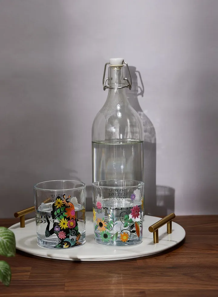 Alice In Wonderland Set Of 2 Glass