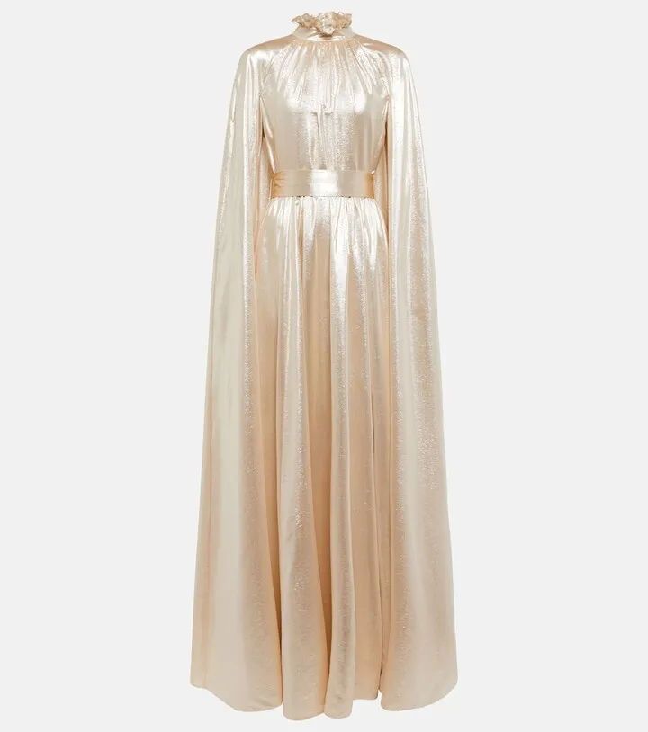 Macie lame cape gown