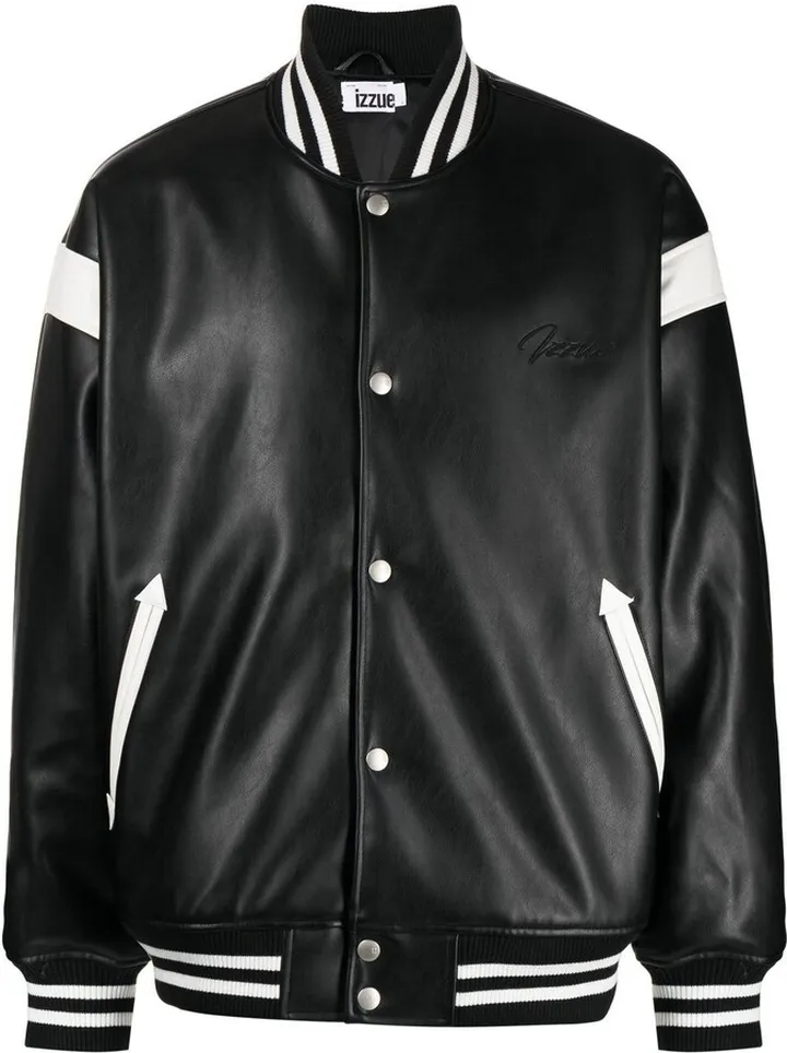 Faux-Leather Bomber Jacket