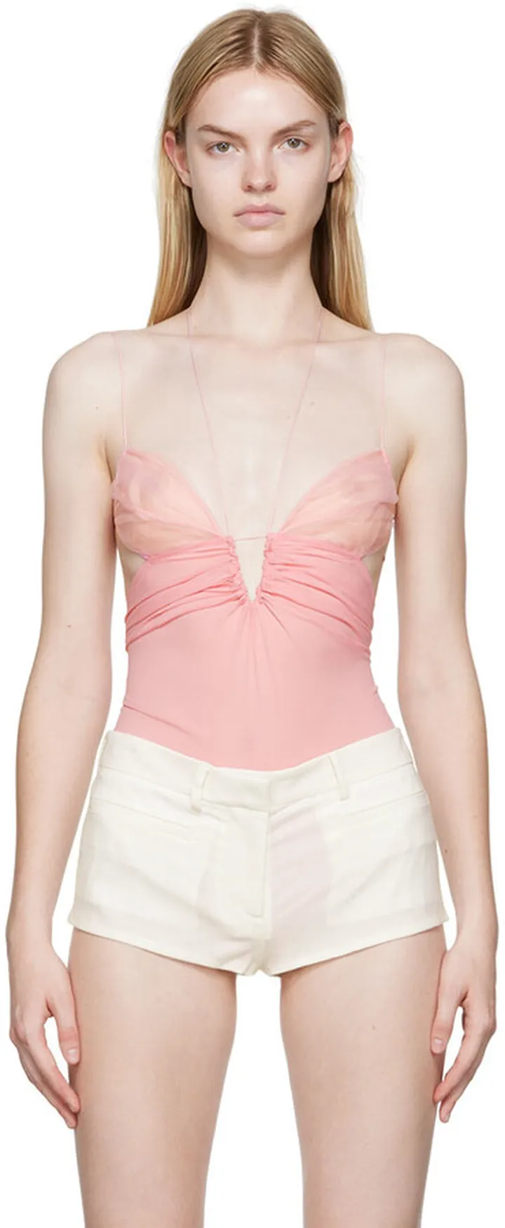 Nensi Dojaka Pink Front Keyhole Bodysuit