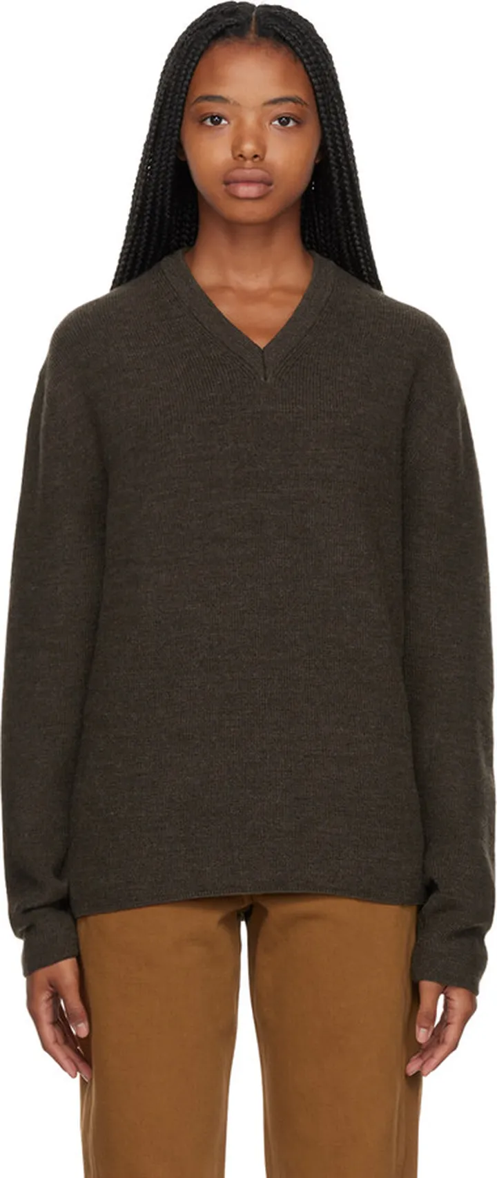 LEMAIRE Brown V-Neck Sweater