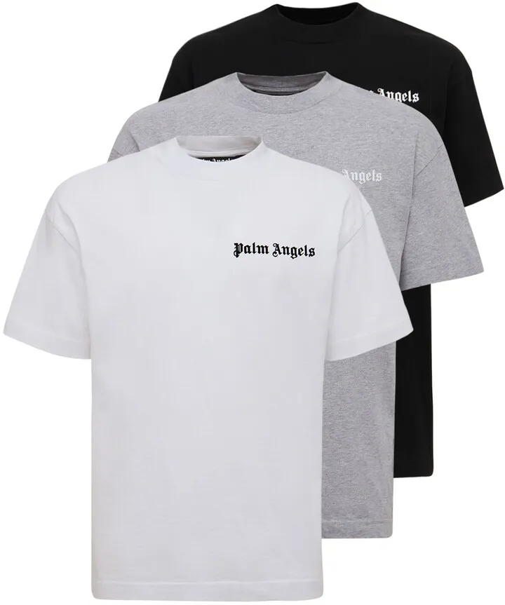 Pack of 3 logo print cotton t-shirts
