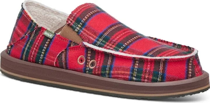 Sanuk Men's Vagabond St Plaid Chill Fleece-Lined Slippers Men's Shoes
