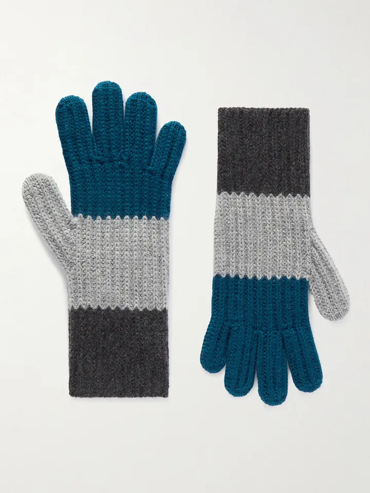 Striped Cashmere Gloves