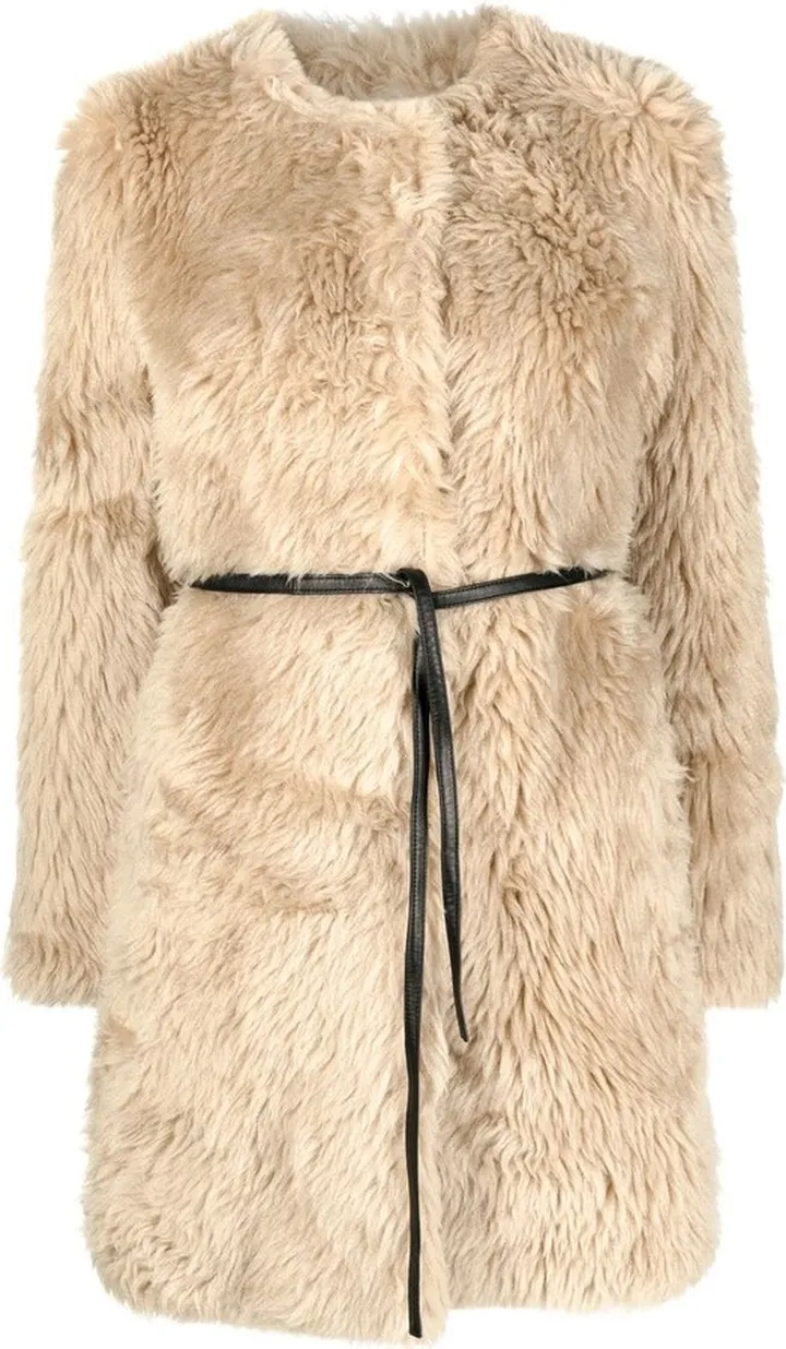 Long-Haired Wool Belted Coat