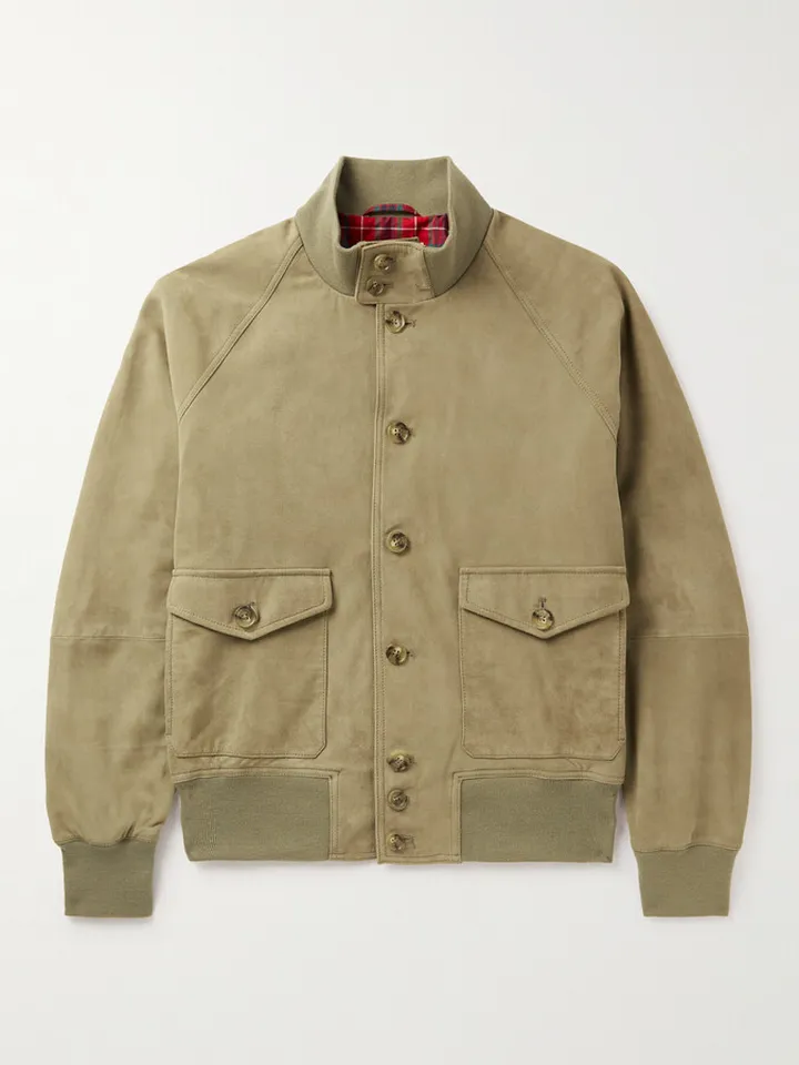 Slim-Fit Suede Harrington Jacket