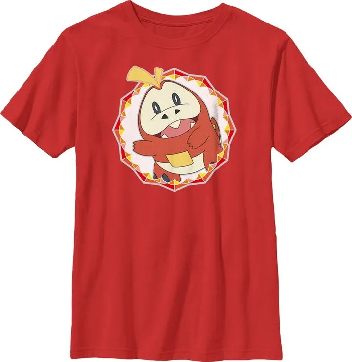 Boy's Pokemon Fuecoco Circle T-Shirt - Red - X Small