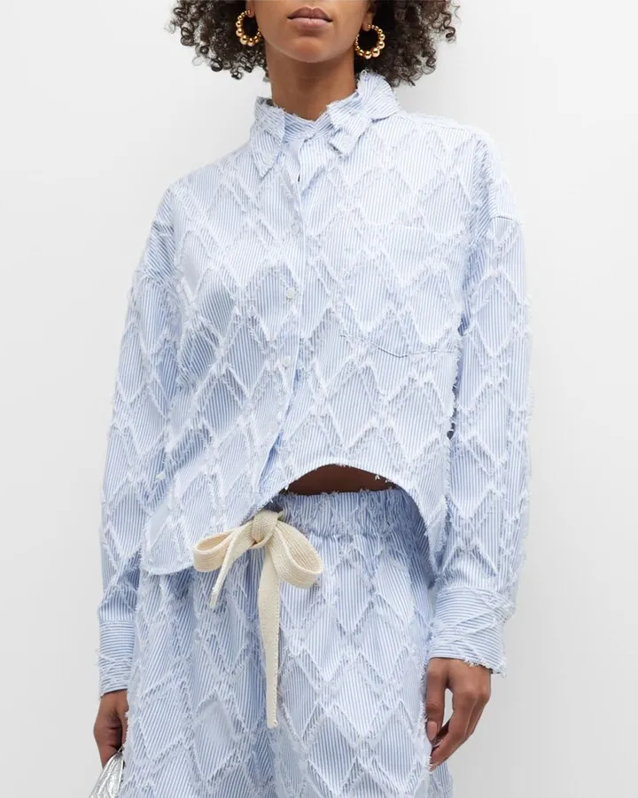 Bohemian Tassel-Stripe Asymmetric Shirt