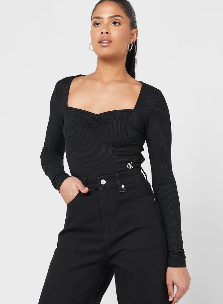 Ribbed High Leg Body