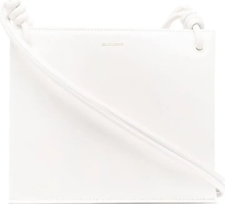 Giro Small White Leather Crossbody Bag With Logo Jil Sander Woman