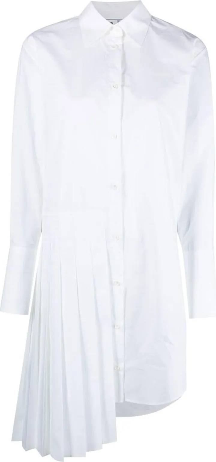 Diag plissé cotton shirt dress