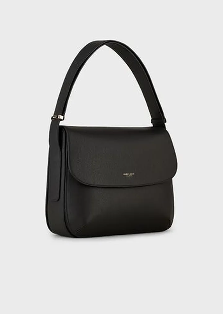 Large la Prima pebbled leather messenger bag