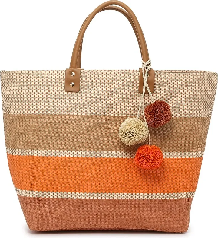 Crown Vintage Stripe Pom Tote