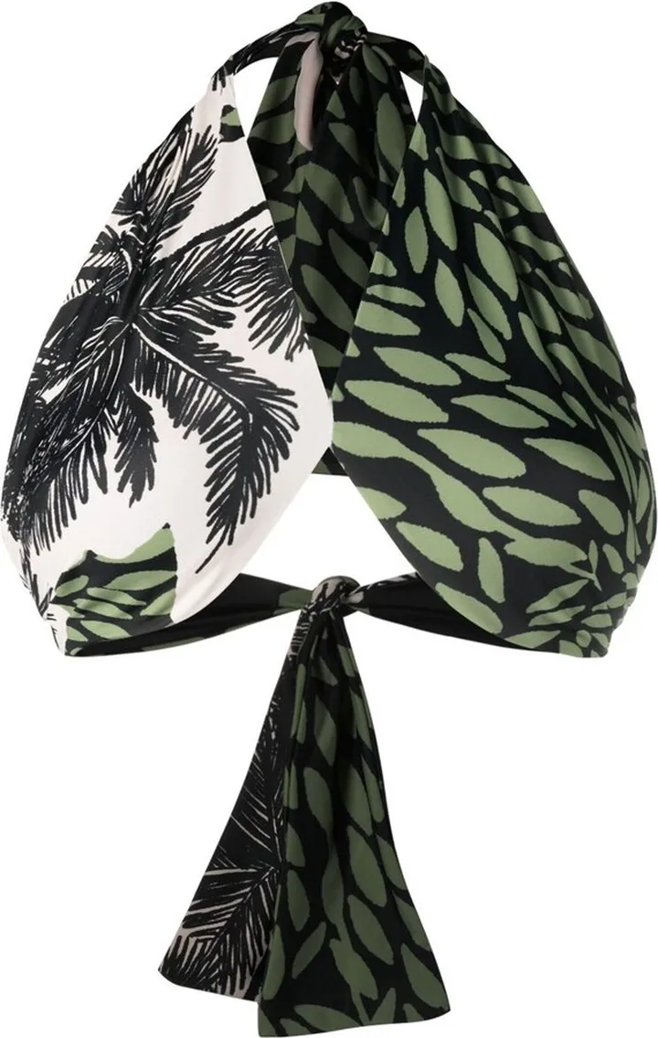 Green Mix-Print Halterneck Top