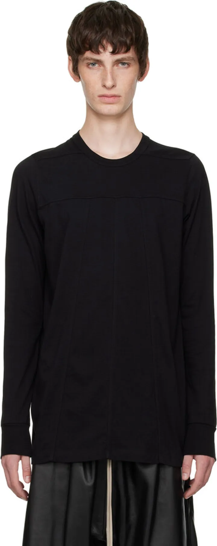 Rick Owens Black Grid Level Long Sleeve T-Shirt
