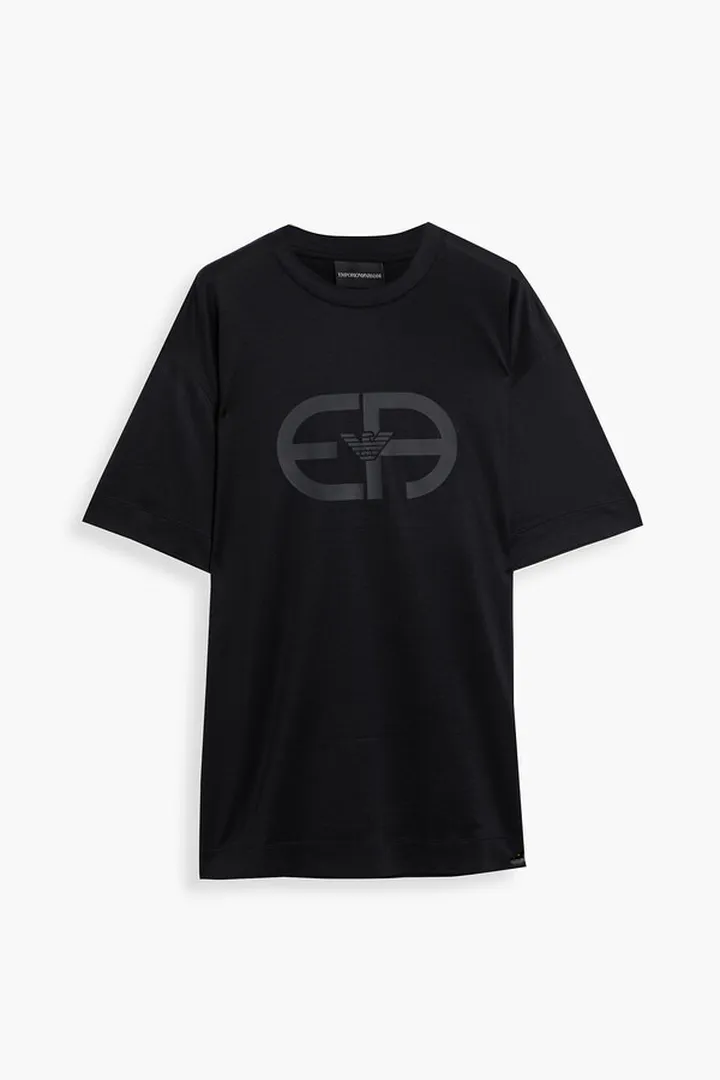 Printed Lyocell and cotton-blend T-shirt
