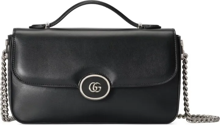 Foldover-Top Leather Shoulder Bag