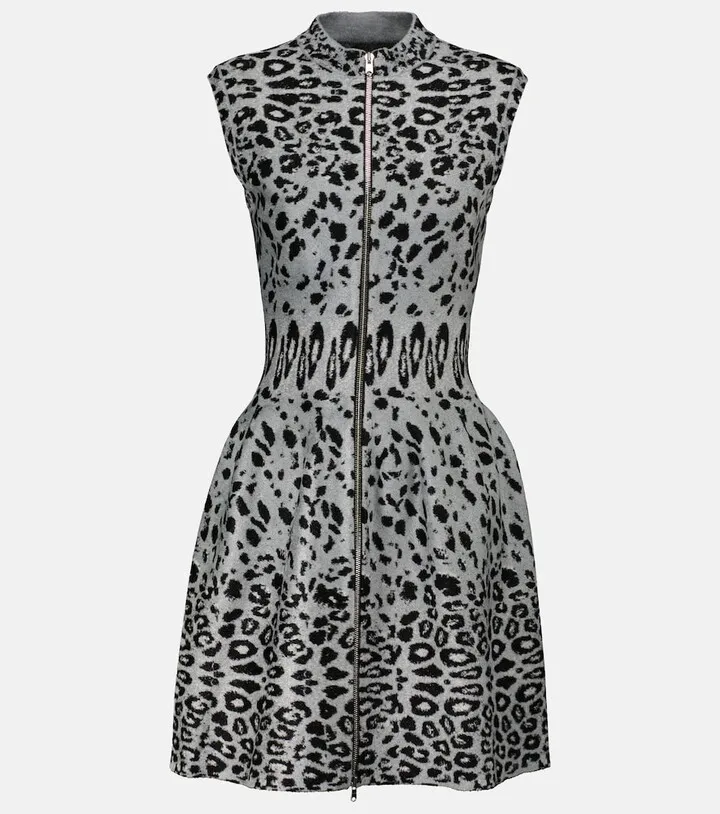 Leopard jacquard minidress