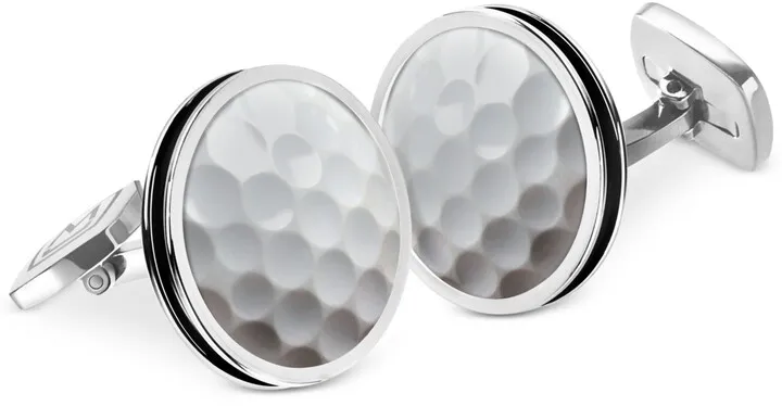 M-Clip Bordered Round Golf Ball Cufflinks